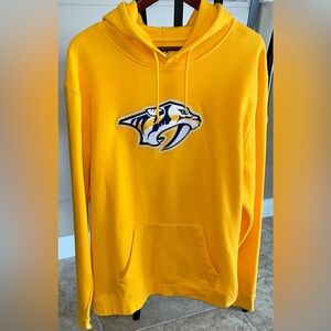 Men's Majestic NHL Nashville Predators Hockey Yellow Hoodie Sweatshirt, 2XL